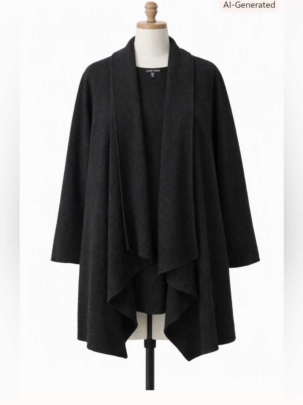 Eileen Fisher Women’s 90% Wool Angle Front Long Swing Cardigan Sz Small Gray